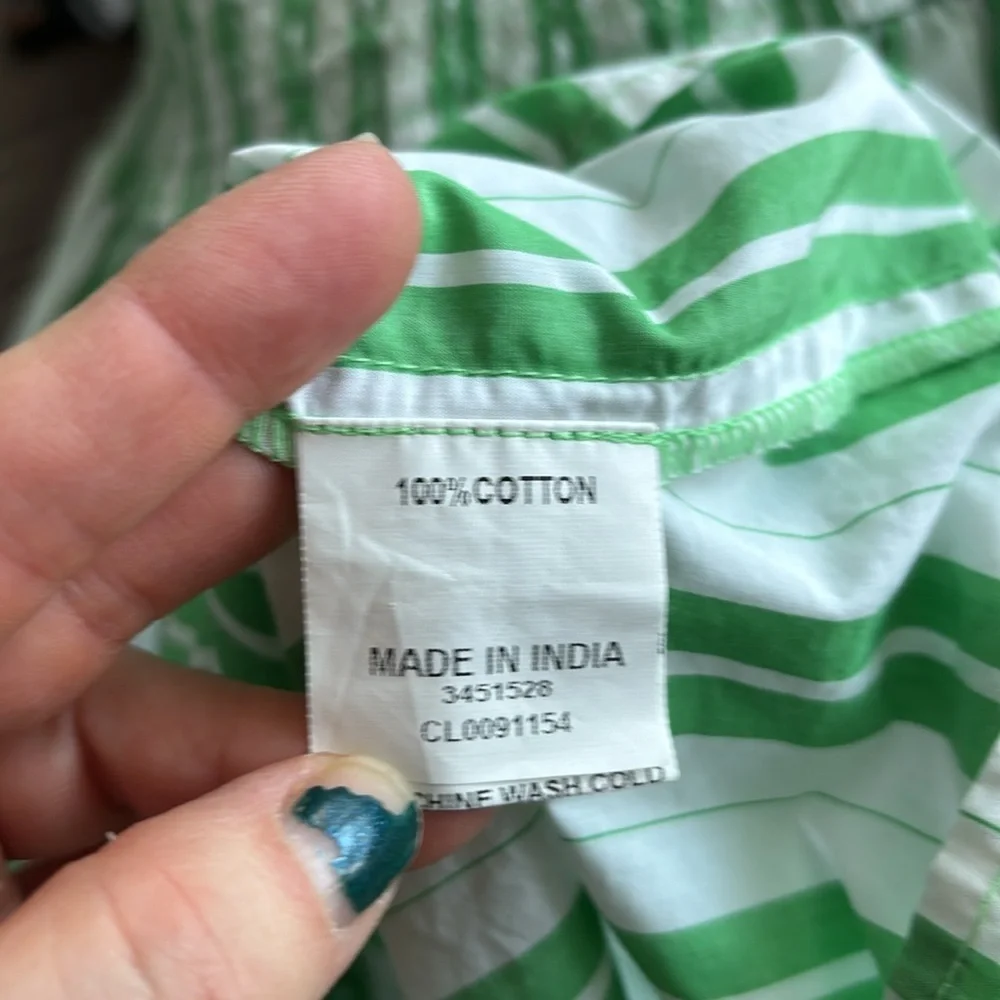 eShakti Wayward Fancies Off-theshoulder Stripe Cotton Poplin Smocked Waist Dress - Picture 11 of 11